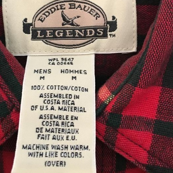 Eddie Bauer Red and Black Plaid Casual Button Down Shirt - Picture 3 of 4